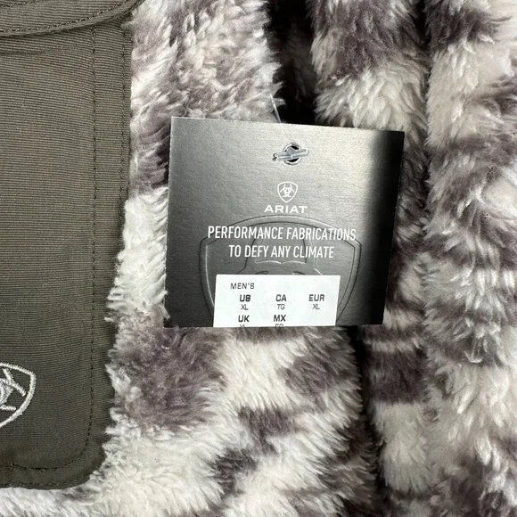 Ariat™‎ Men's Polar Bear Fleece Hoodie Pullover, Size XL, Jetty Gray Geo Map